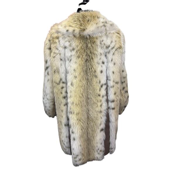 Vintage Faux Fur Short Coat Made in England Button Front Beige Brown sz L - Picture 4 of 14